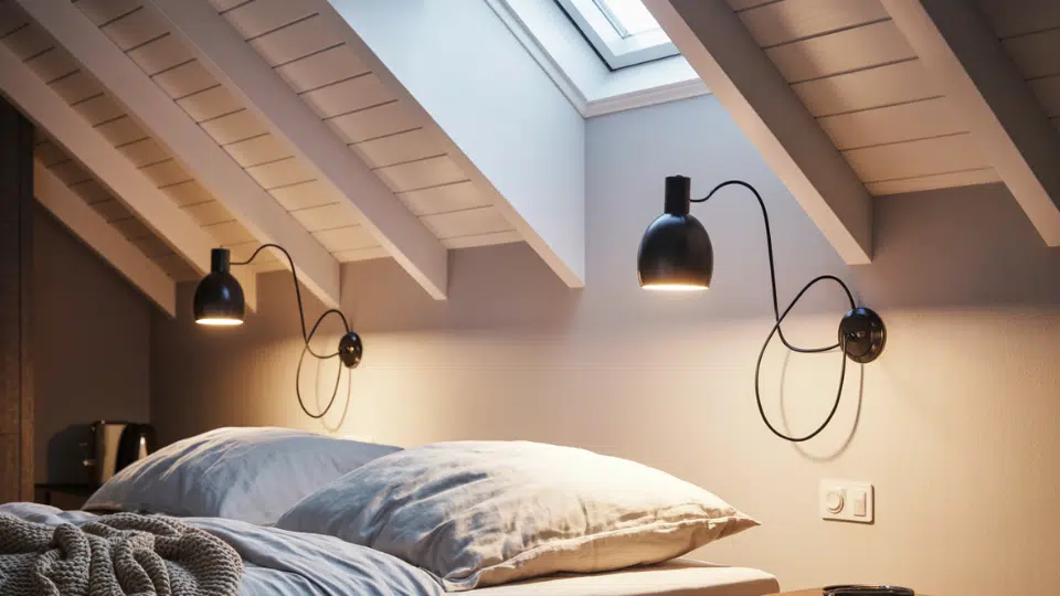 plug in lighting for slanted ceiling rooms