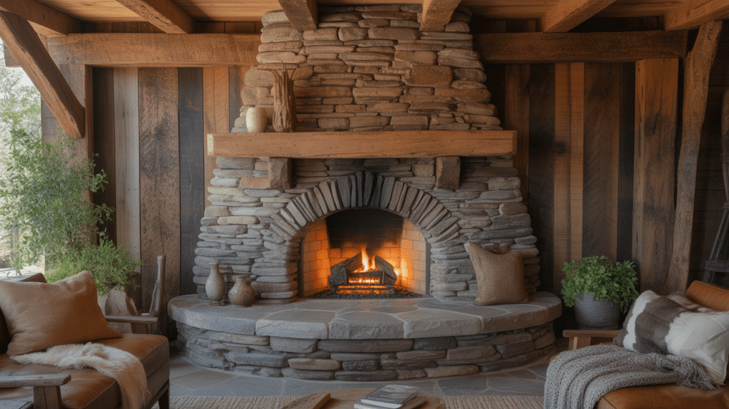 rounded fireplace