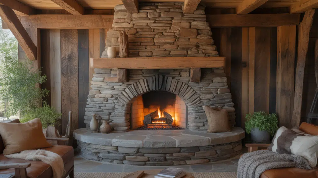 rounded fireplace
