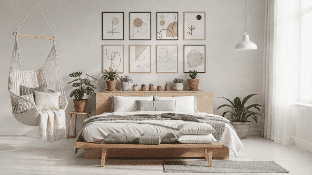 scandinavian white bedroom