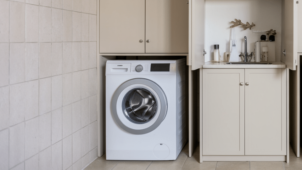slim wall cabinet small laundry room