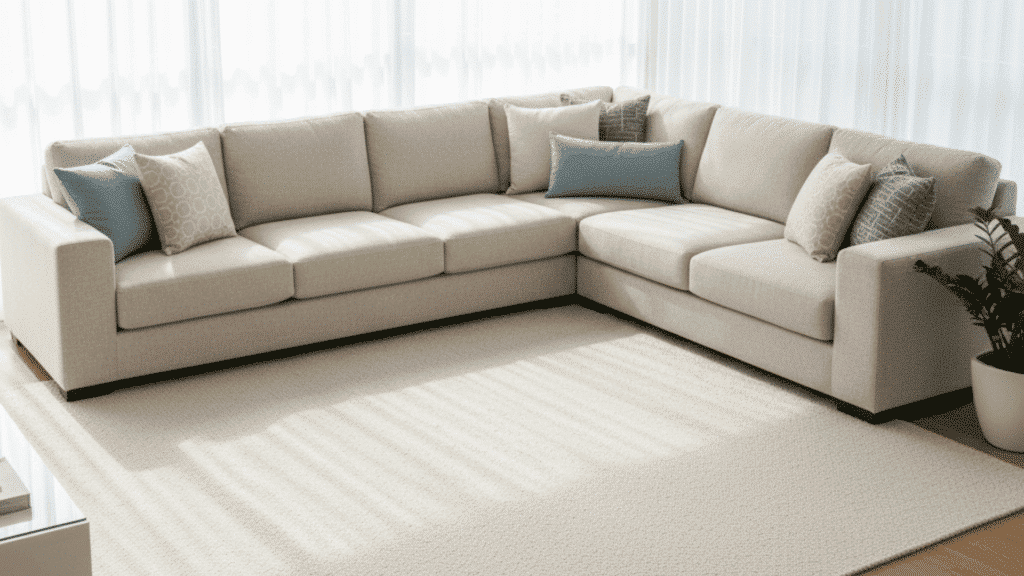 throw pillow on crosssectional couch