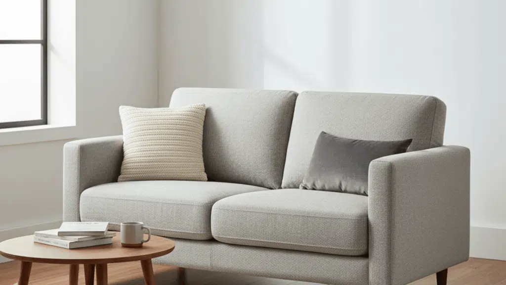 throw pillow on loveseat