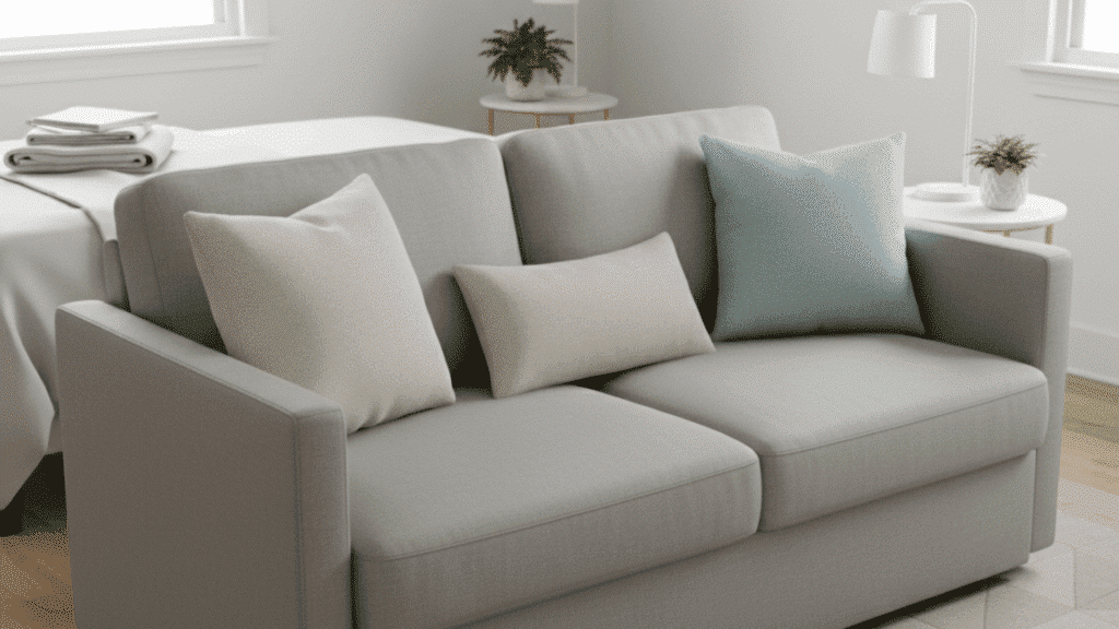 throw pillow on sleeper couch