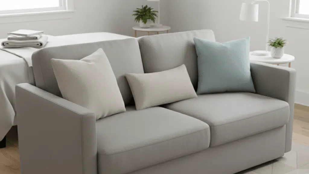 throw pillow on sleeper couch