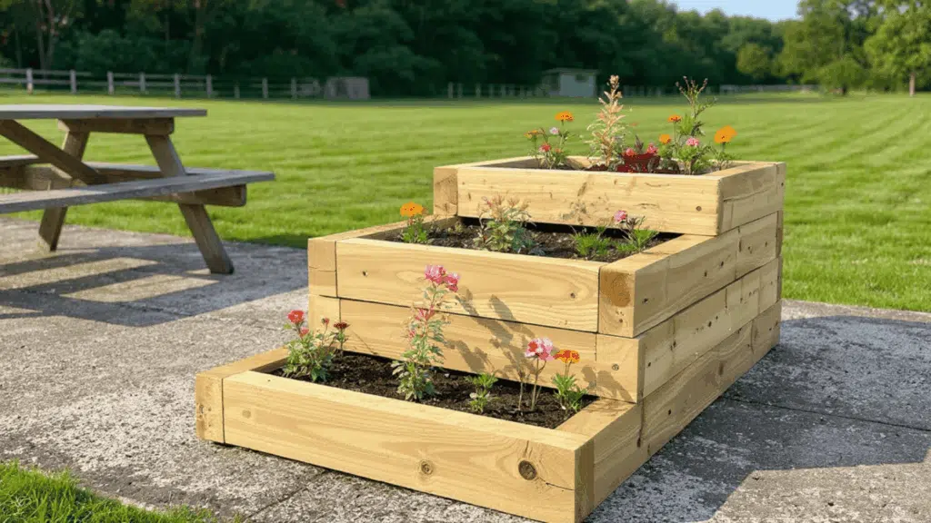 tiered raised flower beds