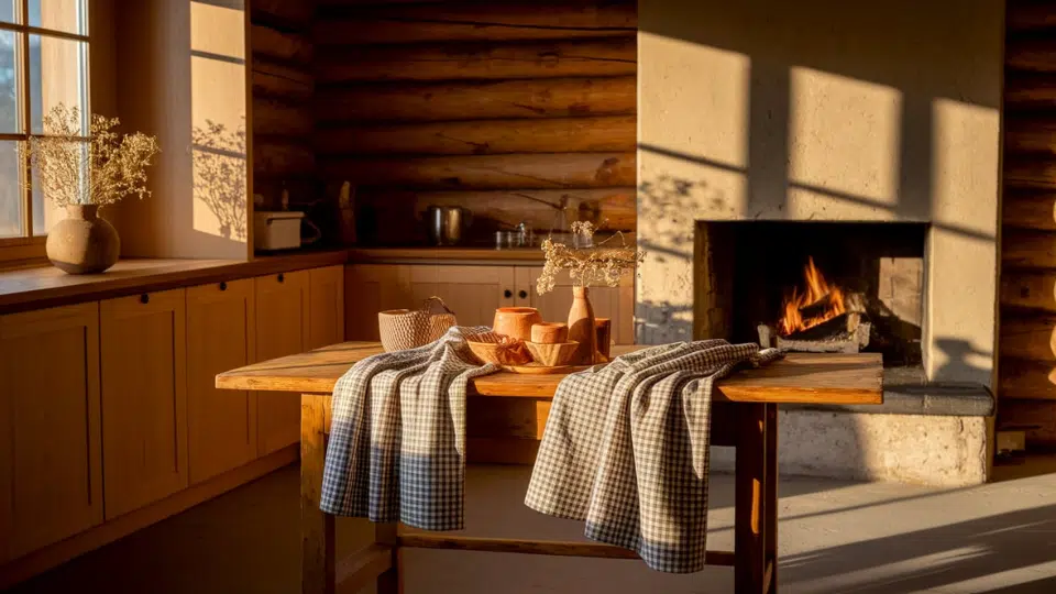 use cabin style kitchen linens