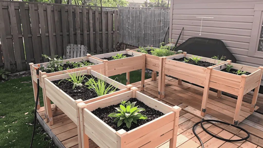 waist height raised flower beds