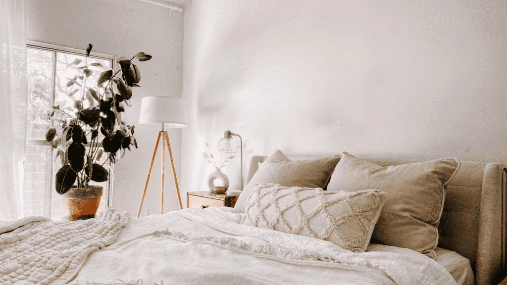white bedroom With subtle patterns