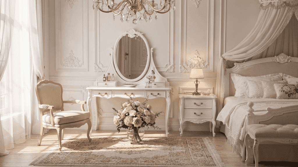 white bedroom With vintage