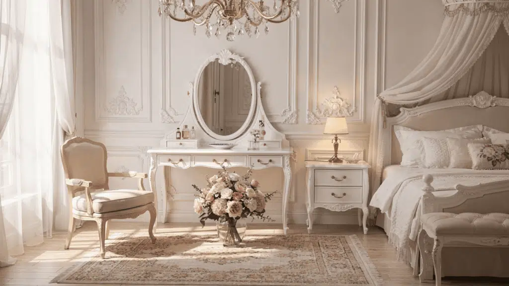 white bedroom With vintage
