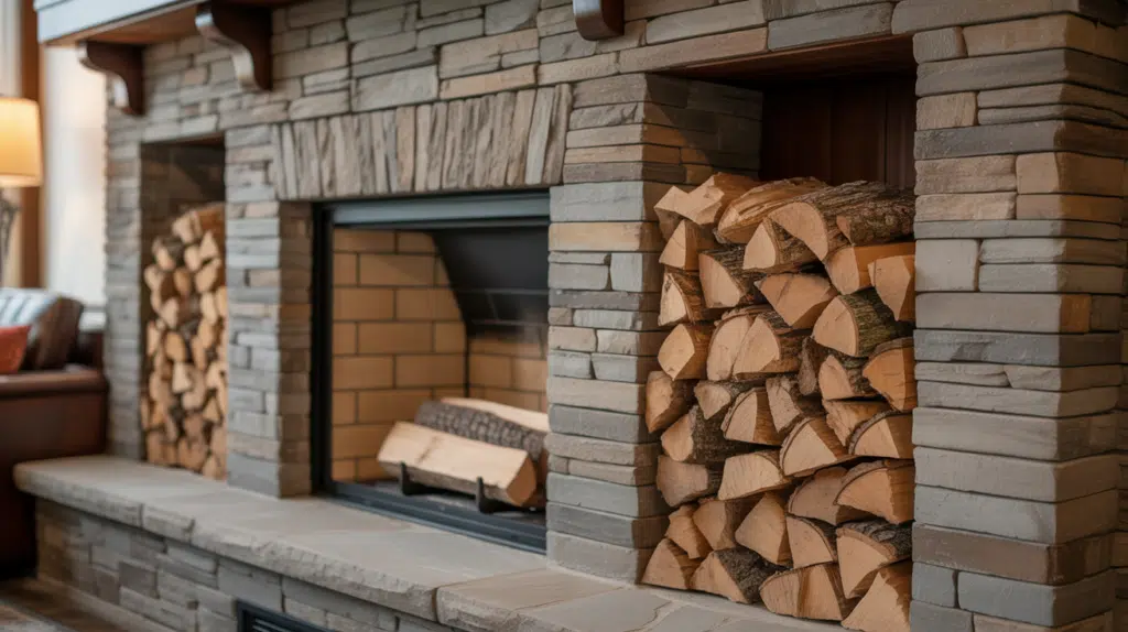 wood storage niche fireplace