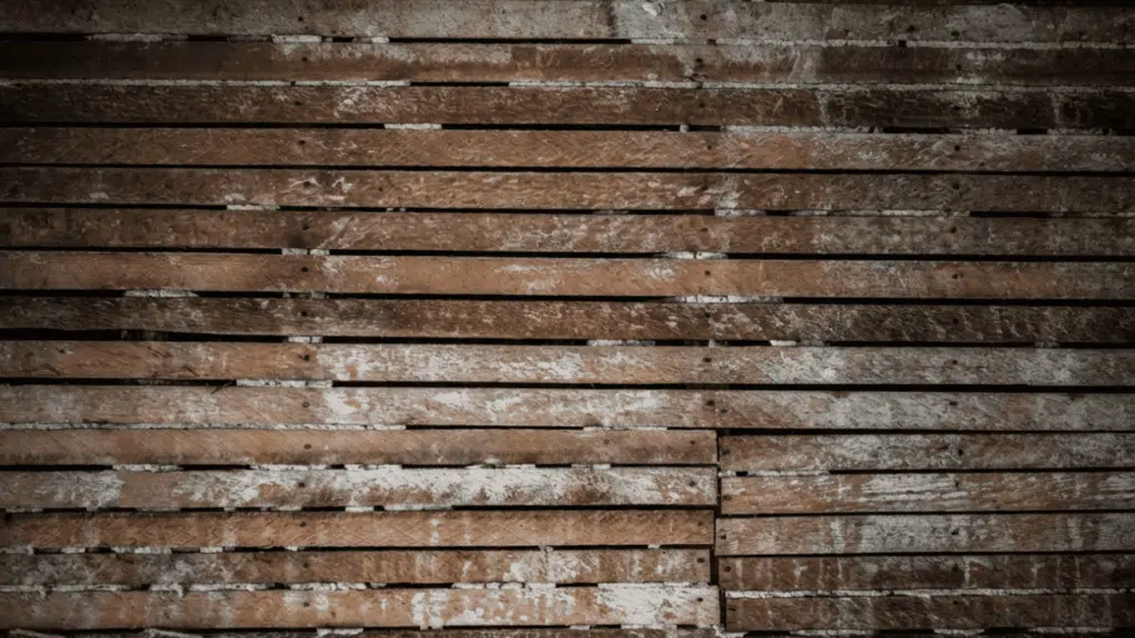 aged wood lath strips with dried plaster residue showing the horizontal framework used in lath and plaster walls