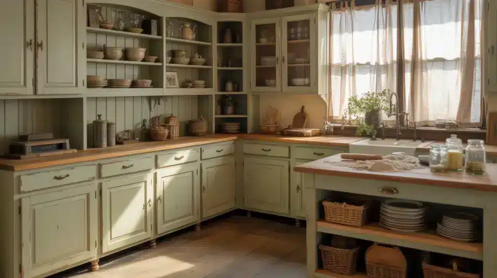 distressed antiqued cabinets