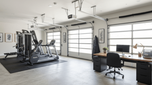 Modern garage as gym and office