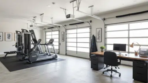 Modern garage as gym and office