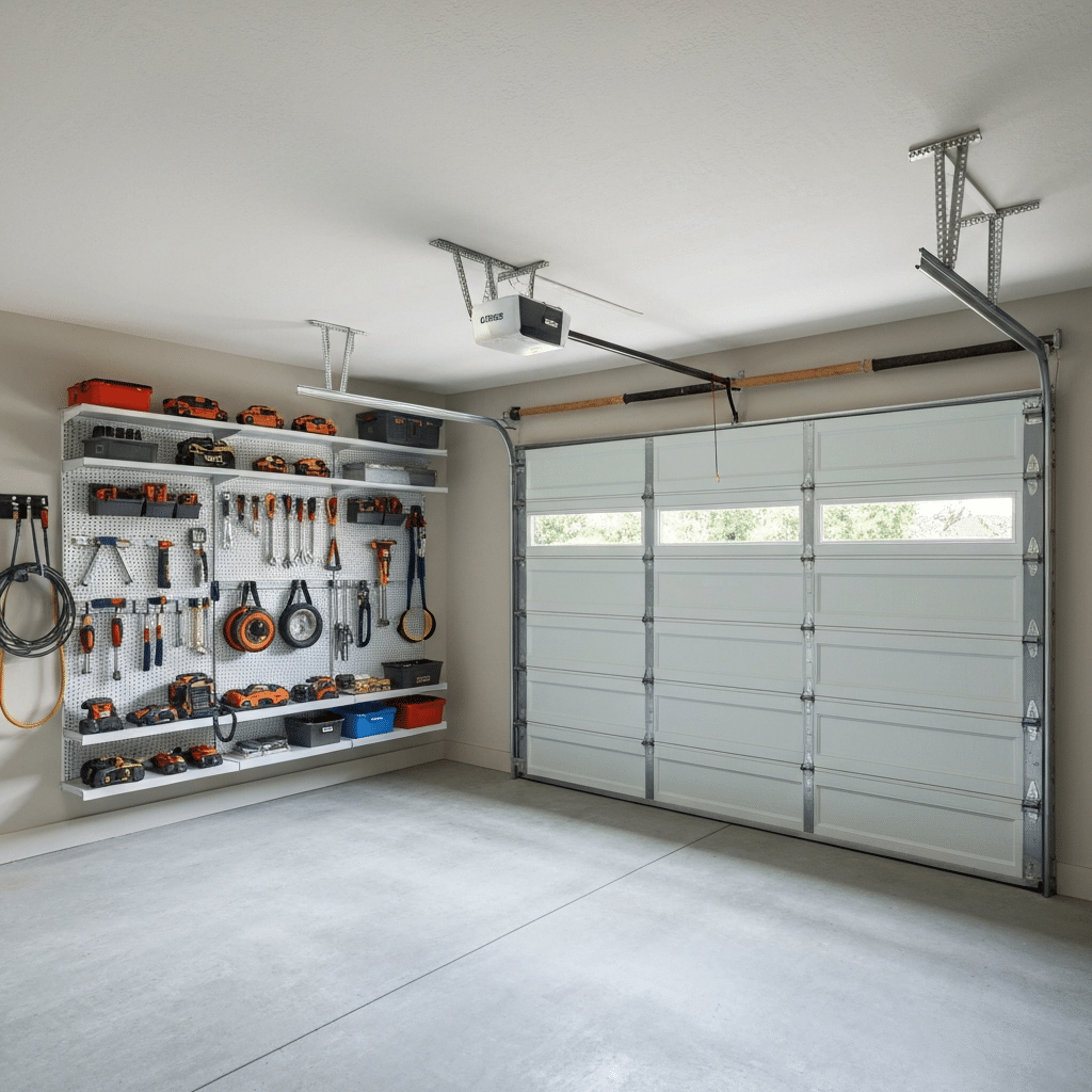 modern garage with storage