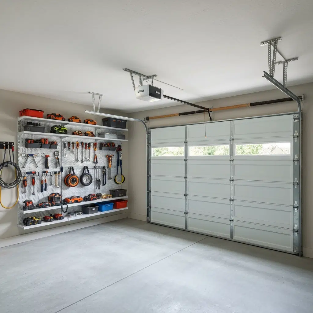 modern garage with storage