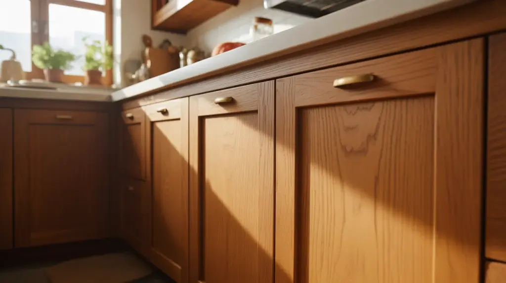 natural wood cabinets