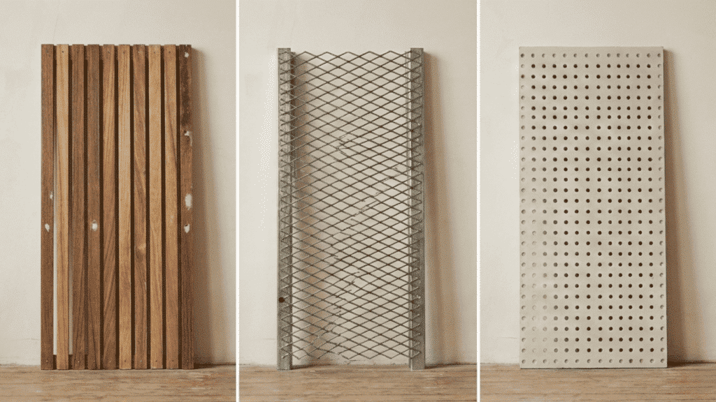 side by side comparison of wood lath metal lath and gypsum board lath used in lath and plaster wall construction