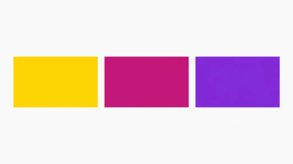 Split complementary color scheme with yellow, red-violet, and blue-violet swatches