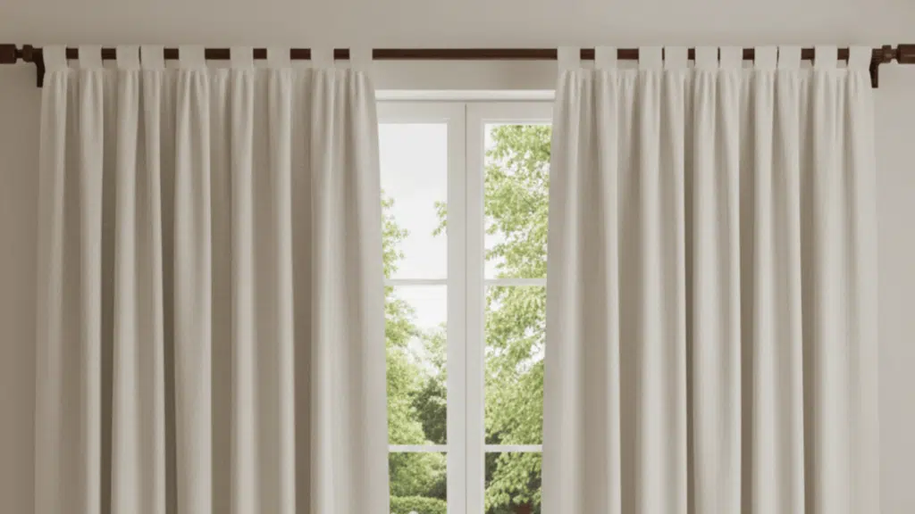 back tab curtains offering a clean, sleek look in a modern living room.