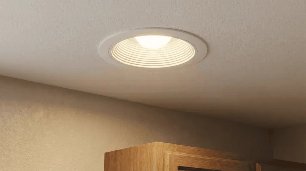 baffle trim recessed light in a bedroom