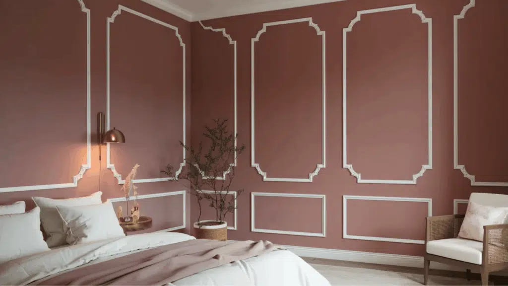 bedroom with soft ambient lighting, warm tones, minimal decor, and comfortable setup for reduced energy use