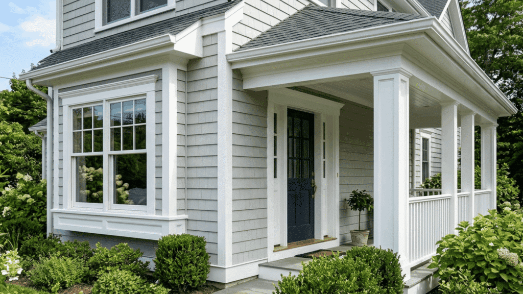 benjamin moore aura exterior offers crisp white trim, rich finish, fade resistance, and durable protection for all weather