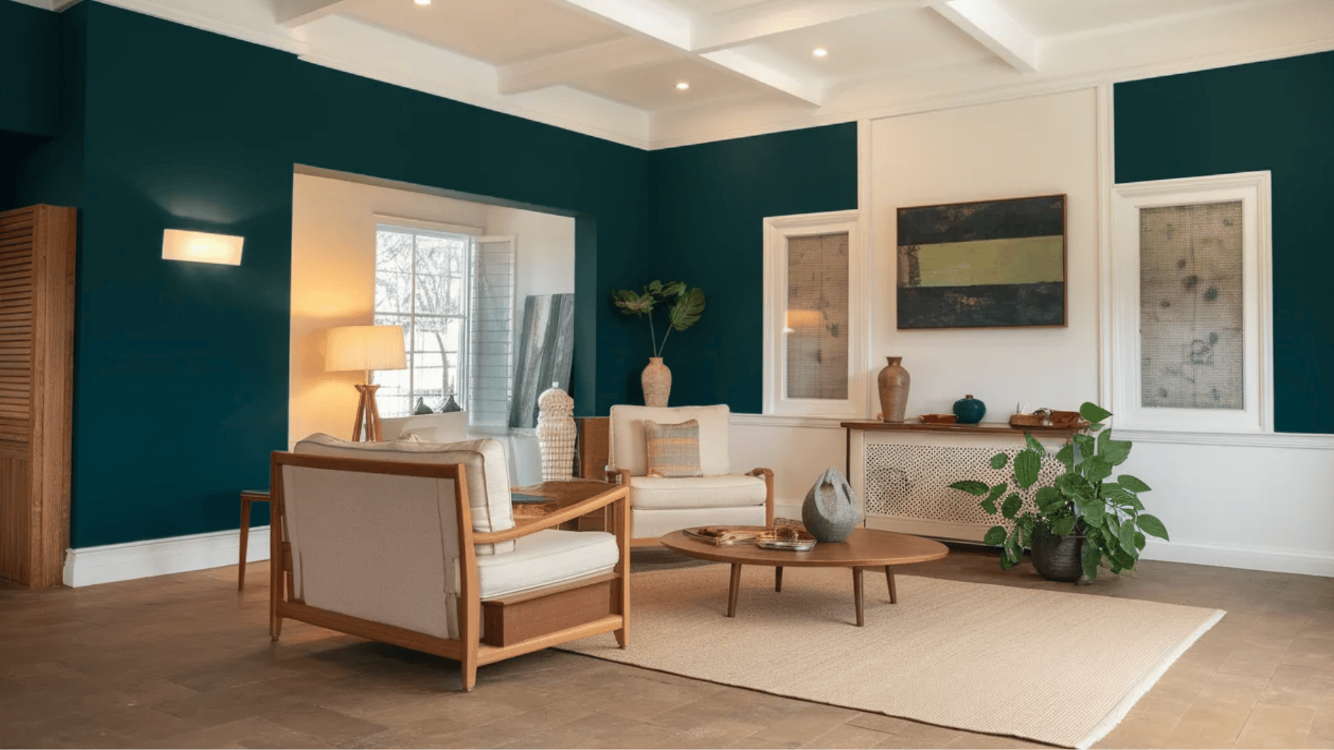 calming sherwin-william cascades color in a living room