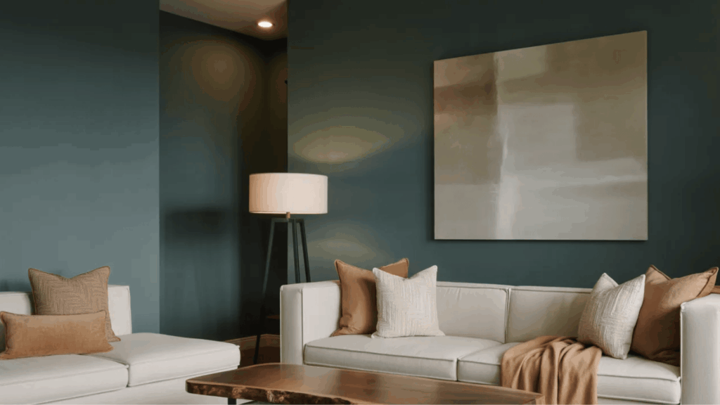 cascades by sherwin-williams in a living room
