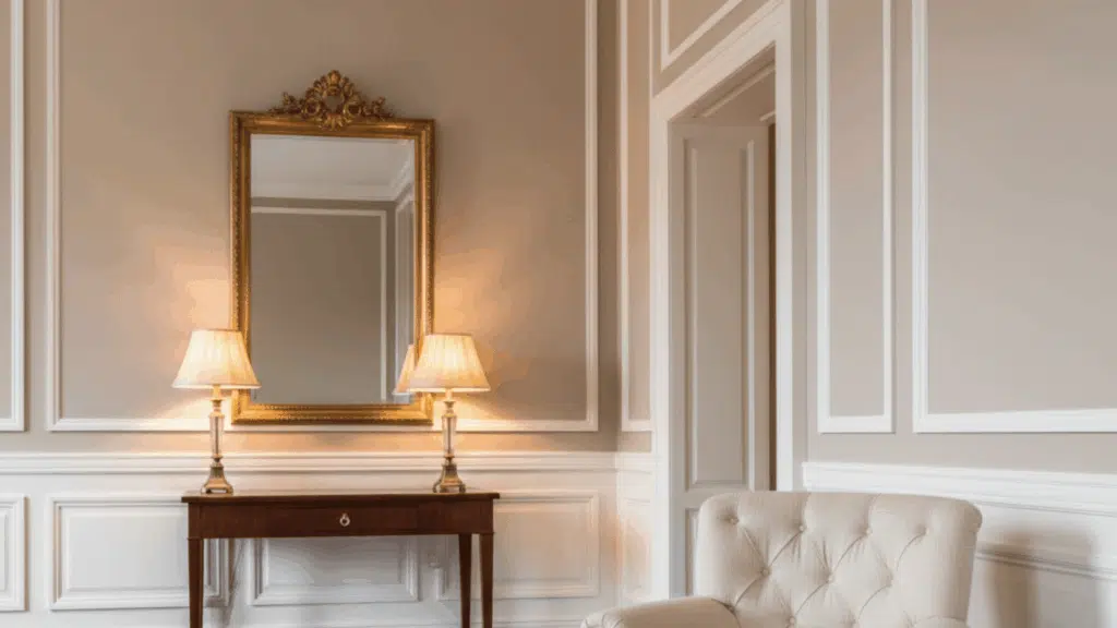 classic wall paneling and wainscoting in neutral room