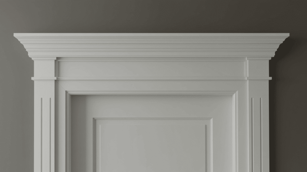 clean flat stock door casing with straight edges and simple rectangular trim in a modern interior
