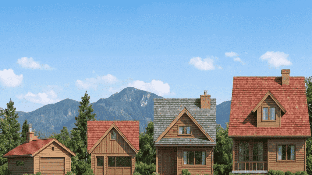 comparison chart showing residential roof pitch examples labeled 4 12 6 12 8 12 and 12 12 illustrating increasing roof slope angles