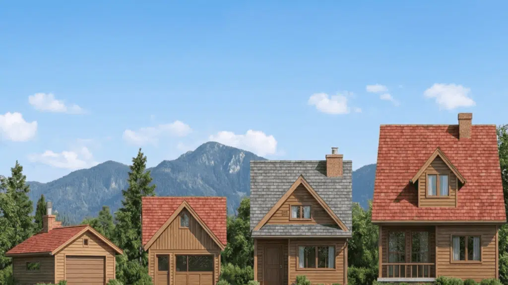 comparison chart showing residential roof pitch examples labeled 4 12 6 12 8 12 and 12 12 illustrating increasing roof slope angles