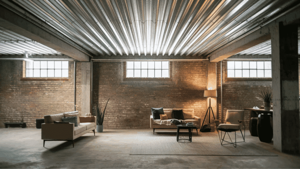 corrugated metal base ceiling