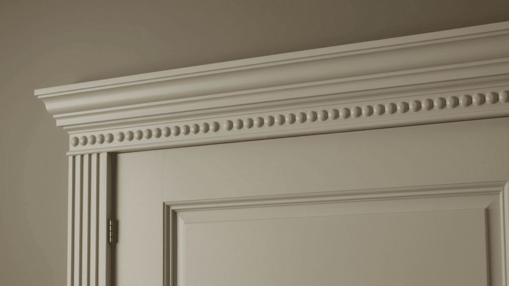 door casing with subtle beaded edge detail adding a soft decorative touch to a simple white door frame