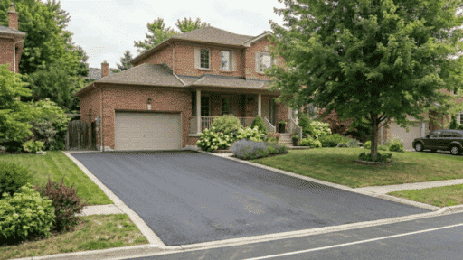 driveway resurfacing project in front of a suburban home