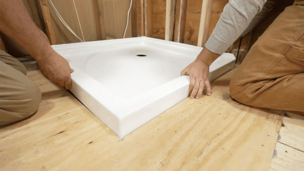 dry fitting the shower pan