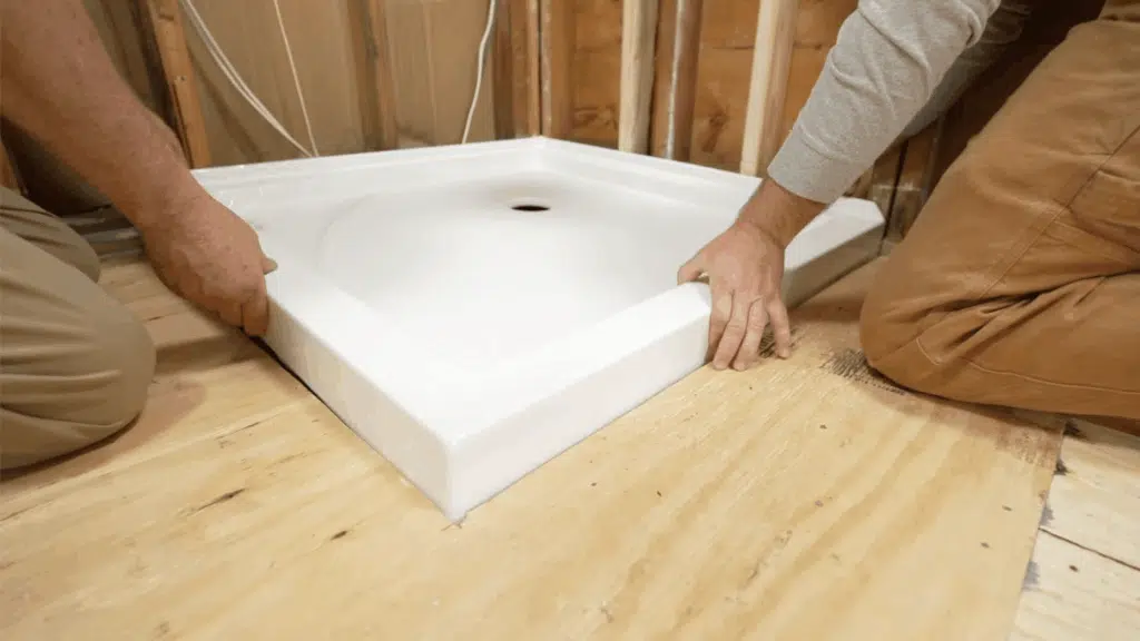dry fitting the shower pan