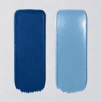 flat vs eggshell paint swatches showing matte dark blue and soft sheen light blue finishes on a wall surface