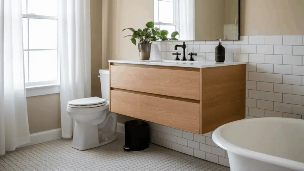 floating vanity in bathroom