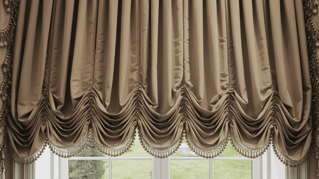 goblet pleat curtains with unique pleats adding a decorative touch in a formal sitting room.