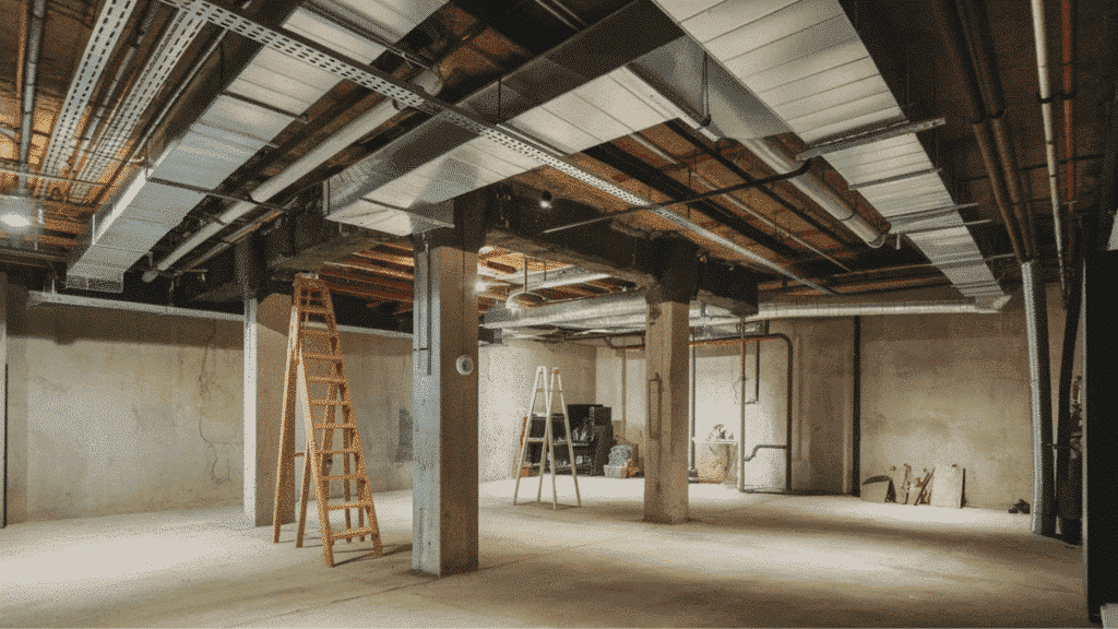 industrial style exposed ceiling