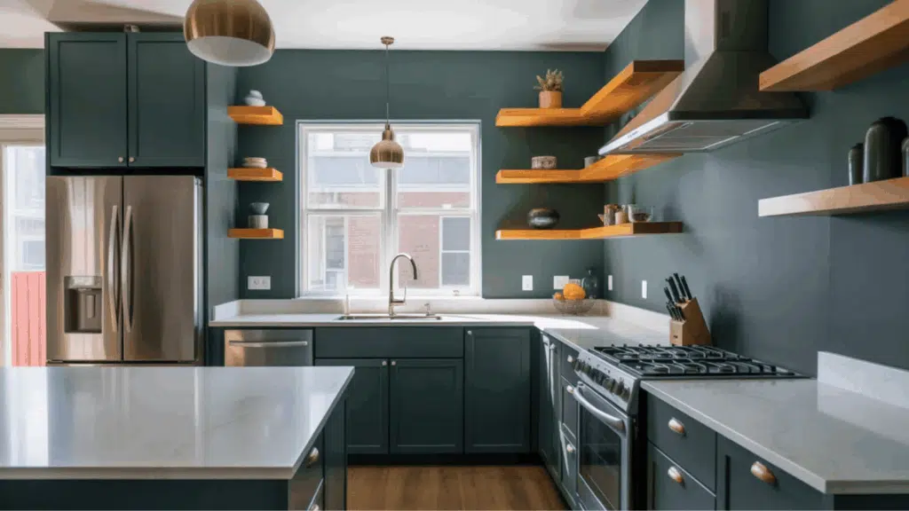 kitchen with sherwin-williams cades color
