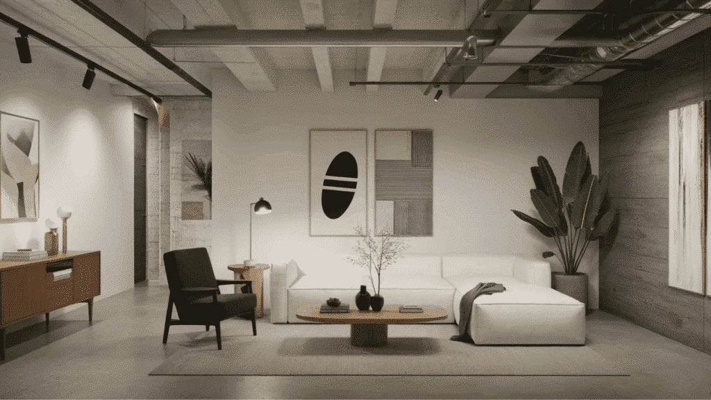 modern minimalist exposed ceiling