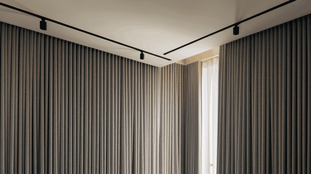 mounted directly to the ceiling using a track system for a seamless finish