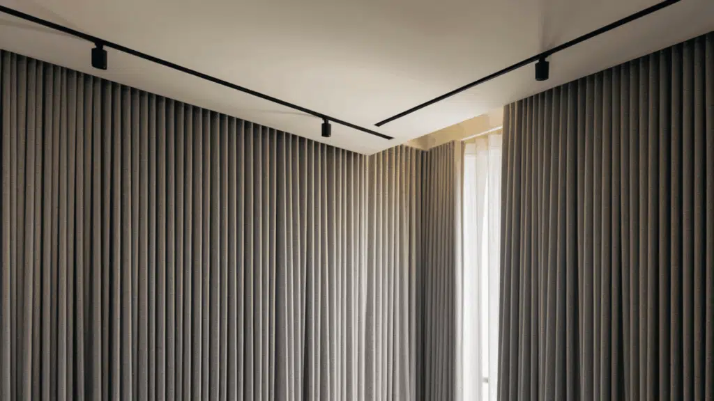 mounted directly to the ceiling using a track system for a seamless finish