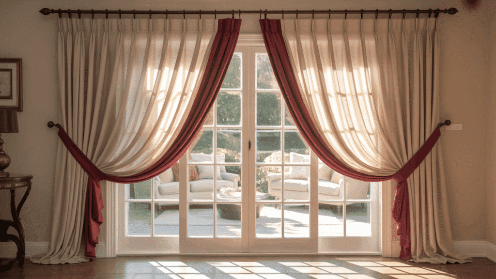 panel pair curtains framing a large window with a balanced, symmetrical appearance.