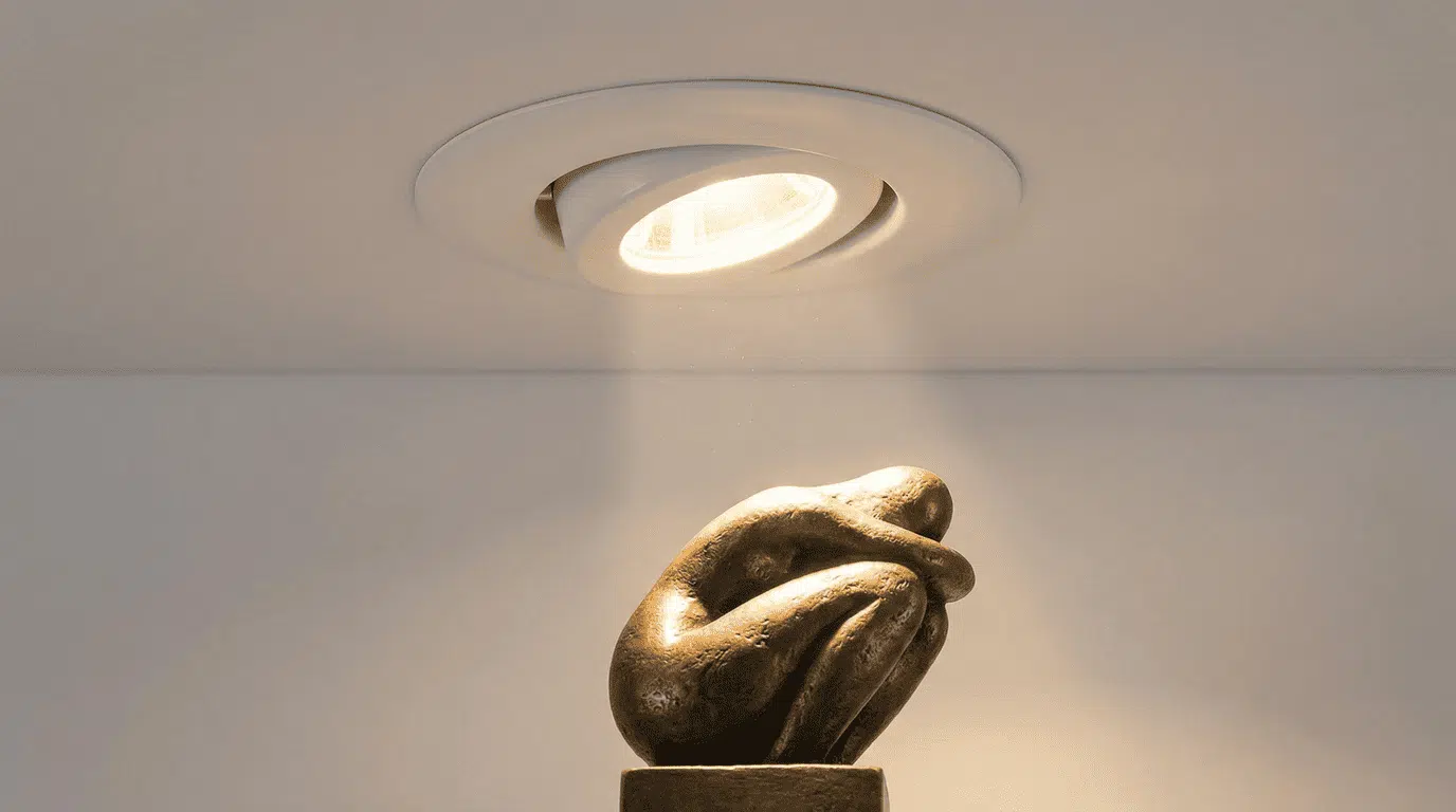 recessed wall lights in ceiling focusing on an art piece